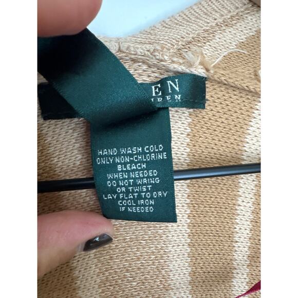 Lauren by Ralph Lauren VINTAGE Fringe Poncho Wrap in Red & Tan L/XL - Picture 3 of 7